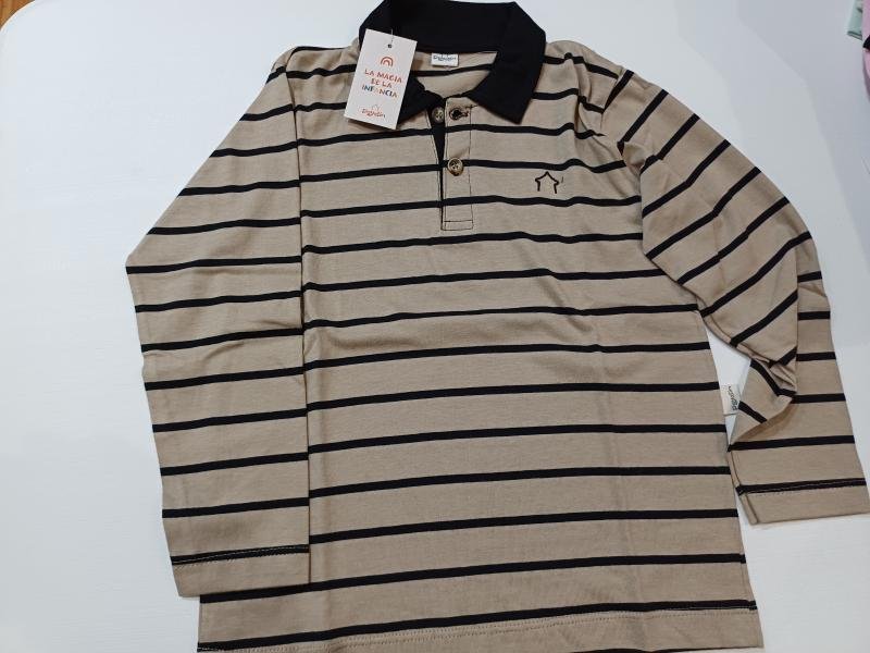 CHOMBA M/L RAYADA ALMENDRA C/ NEGRO VARON T.05