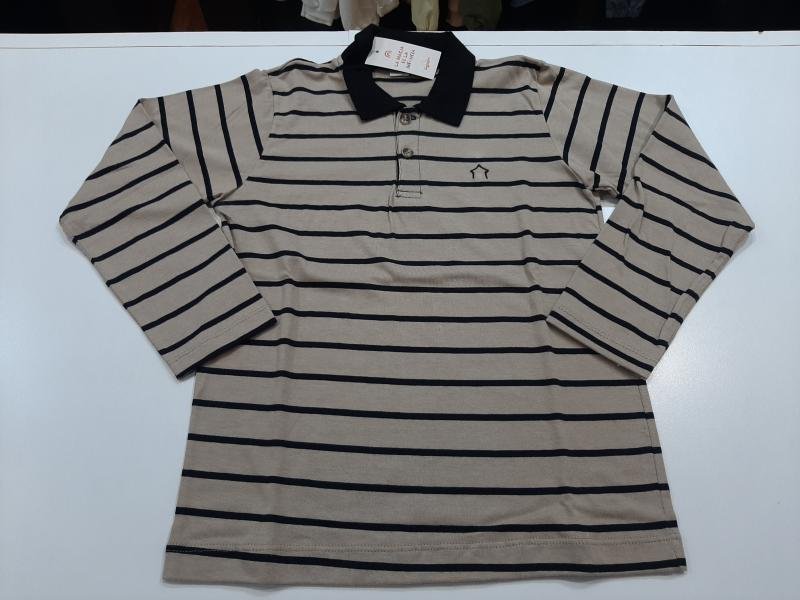 CHOMBA M/L RAYADA ALMENDRA C/ NEGRO VARON T.08