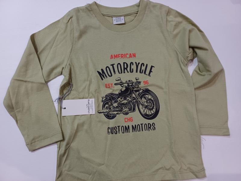 REMERA CLASICA MANGA LARGA MOTOS BEBE VERDE OSCURO T.05