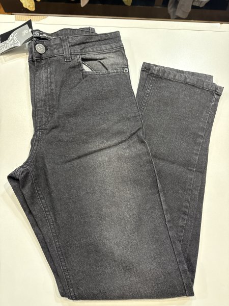 PANTALON JEAN REGULAR SPANDEX NEGRO T.18