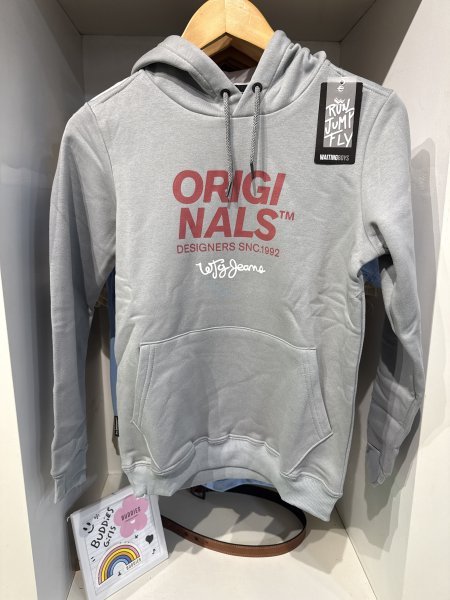 CANGURO FRISA CLASICO GRIS C/CAPUCHA T:14