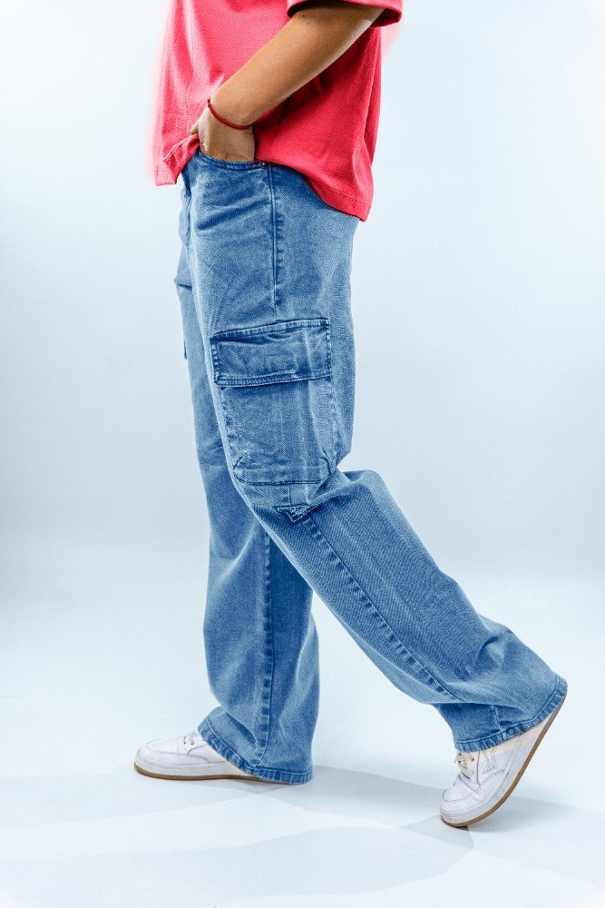 JEAN CARGO SPANDEX CON PINZAS BAGGY T.14
